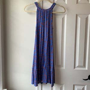 Red and blue floral cotton dress